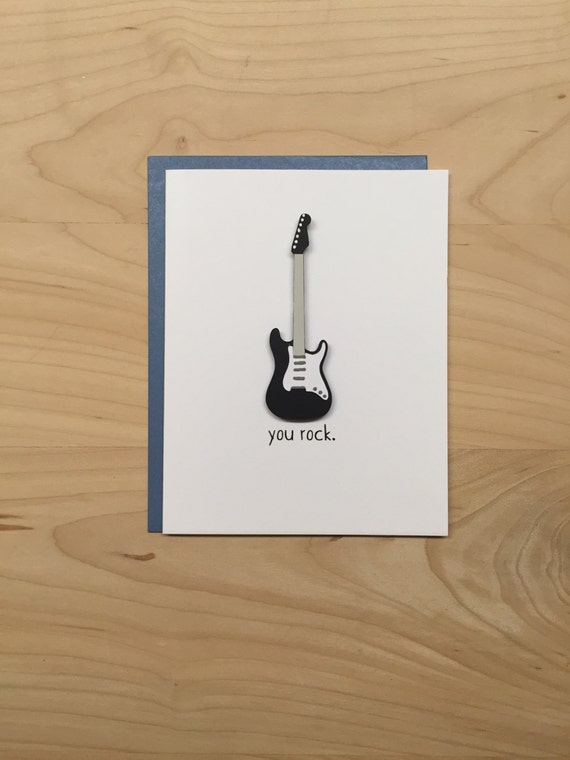 You Rock, Congratulations Card, Encouragement Card, Guitar Birthday Card, Graduation Card, You Rock Card, Musician Card, Just Because Card