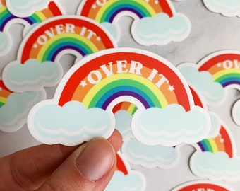 Over it Rainbow Sticker, Funny Sticker, Rainbow Stickers, Stickers for Hydroflask, Laptop stickers, Over it Waterproof Vinyl Sticker