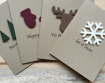 Rustic Holiday Card Set, Set of 8 Christmas Cards, Assorted Holiday Christmas Cards