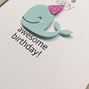 Whale Birthday Card, Happy Birthday Card, Cute Birthday Card, Kids ...