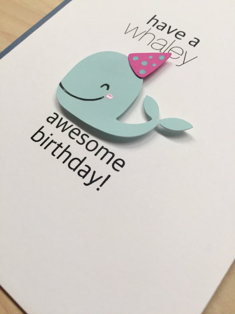 Whale Birthday Card, Happy Birthday Card, Cute Birthday Card, Kids ...