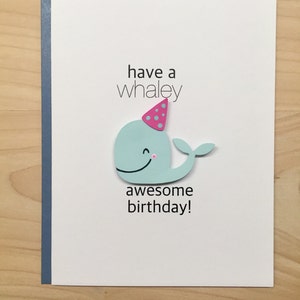 Whale Birthday Card, Happy Birthday Card, Cute Birthday Card, Kids ...