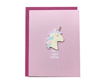 Tarjeta de cumpleaños unicornio, tarjeta de cumpleaños lindo, tarjeta mágica de cumpleaños, tarjeta de cumpleaños de los niños, tarjeta de cumpleaños del mejor amigo, tarjeta unicornio, fiesta unicornio