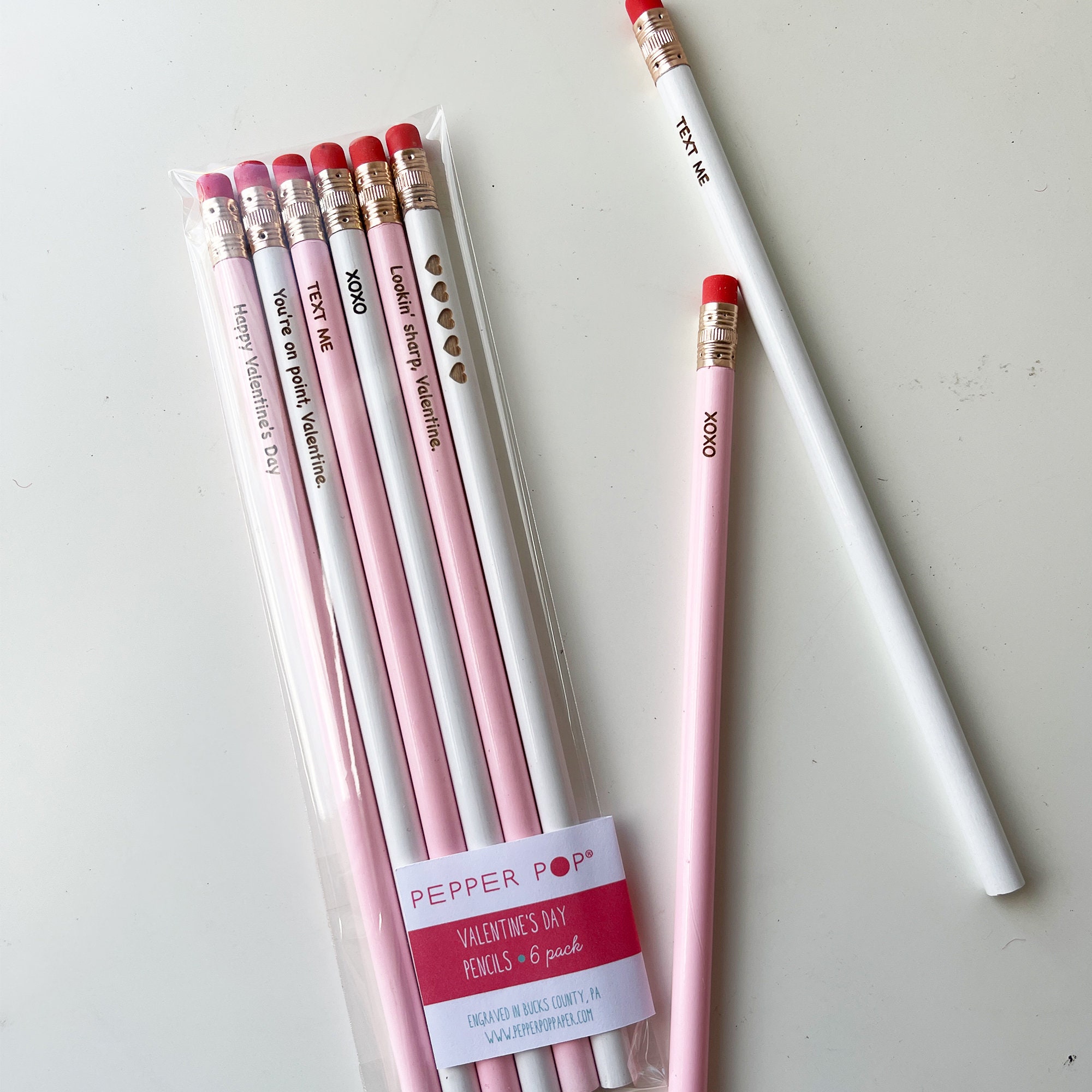 Valentine's Day Pencil Pack, Valentine's Day Gift for Classmates, Classroom  Valentine, Engraved Pencils, Conversation Heart Pencils 