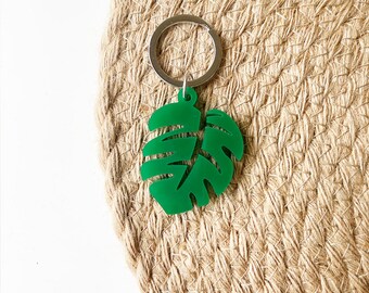 Monstera Leaf Mini Keychain, Plant Keychain, Cute Keychains, Keychains for Women, Wristlet Keychains, Acrylic Keychain, Monstera Keychain