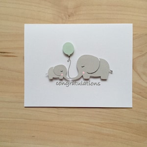 Elephant Baby Shower Card, Baby Shower Congratulations Card, New Baby Card