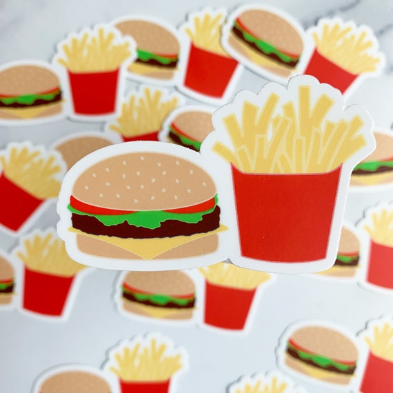 Burger fries & bubbly Soda vinyl waterproof stickers sheet