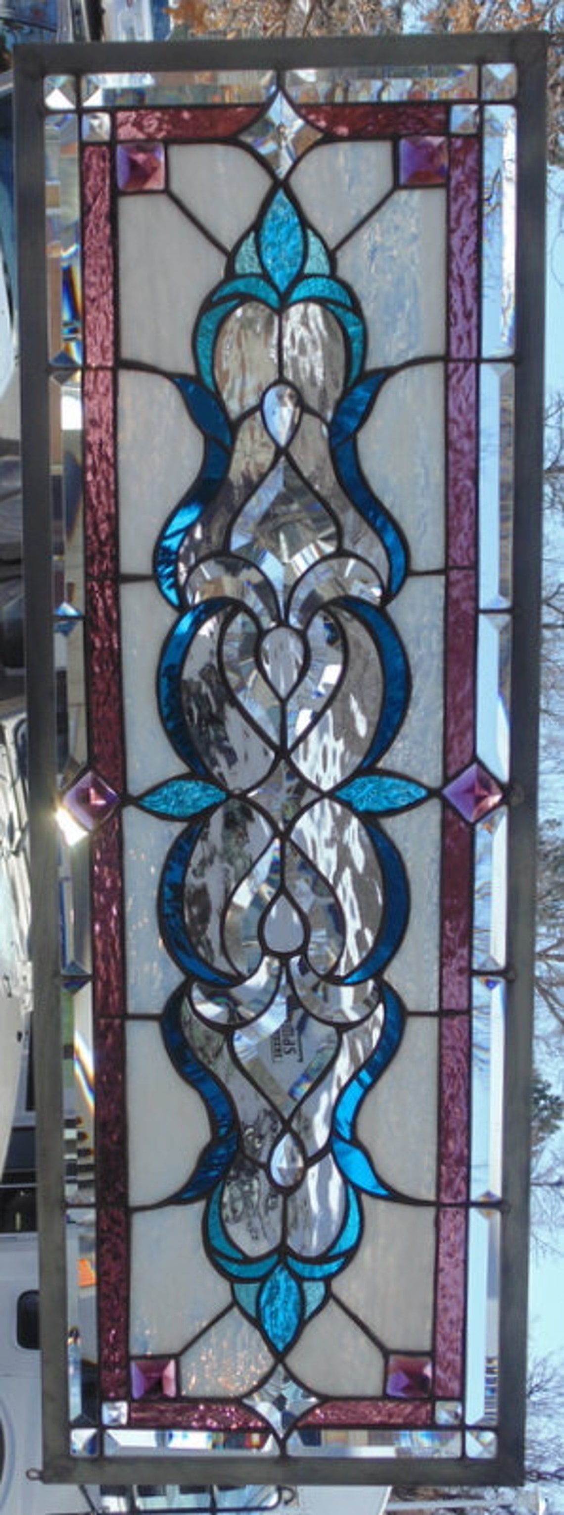 Stained Glass Window Hanging 36 1/2 X 13 1/4 including hooks Etsy