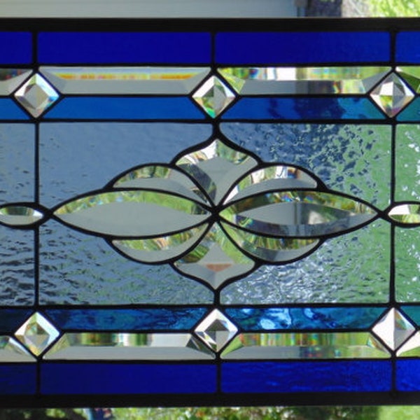 Stained Glass Transom Window Hanging 29 1/2 X 13 1/2