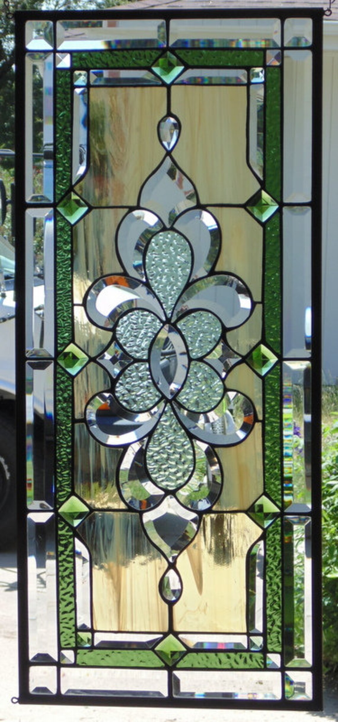 Stained Glass Window Hanging 33 1/4 X 12 3/4 including hooks | Etsy