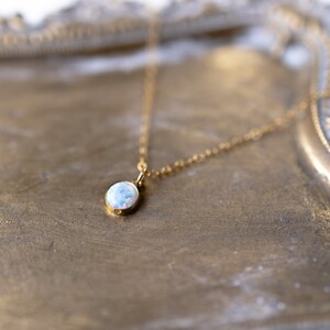 October Gift for Mom Wife Sister Ultra Dainty Opal Birthstone Choker Necklace Tiny Opal Necklace October Birthstone Necklace Gift