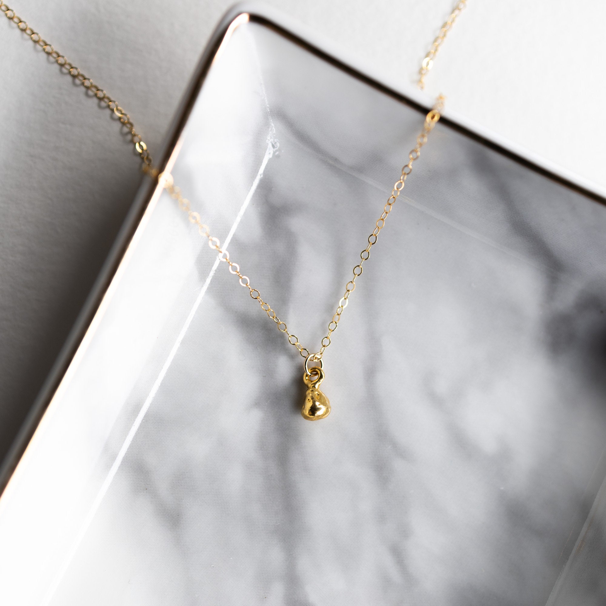 Tiny Gold Drop Necklace Dainty Teardrop Necklace Delicate | Etsy