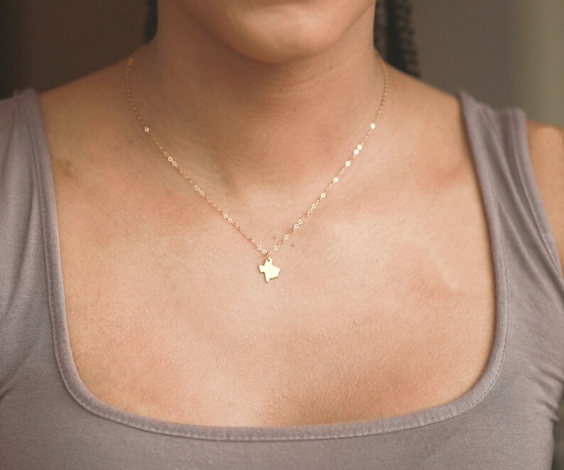 Gold Texas State Necklace Gold Texas Pendant 14k Solid Gold Necklace Gold Texas Charm Gold Texas Jewelry