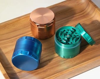 Large 4-Piece Aluminum Grinder with Fine Mesh Screen & Magnetic Lid