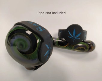 2 Pack Blue Leaf Glass Pipe Bowl Savers (save-a-bowl)
