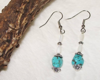 Turquoise and Mother of Pearl Earrings