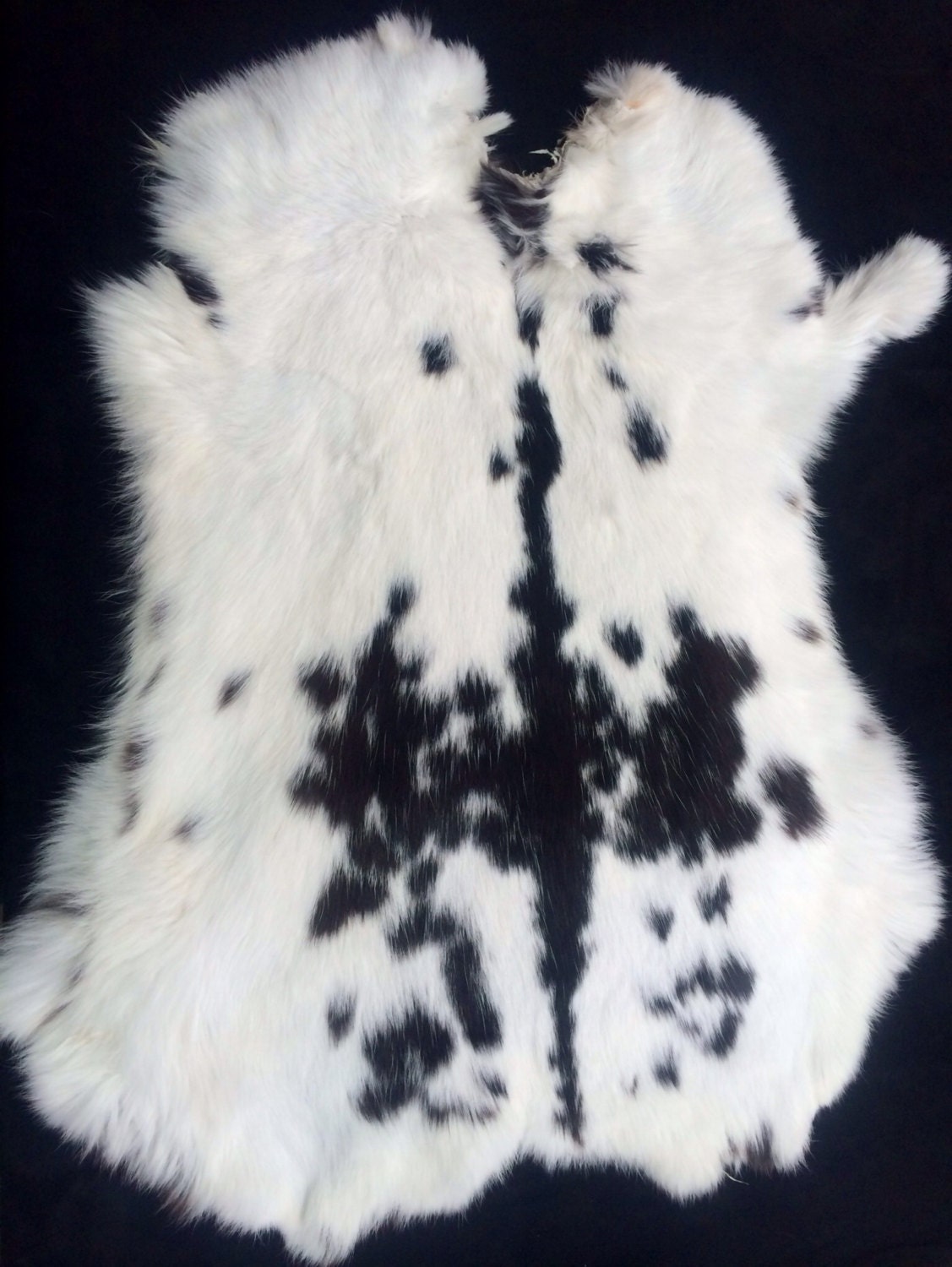 Black & White Rabbit Pelt - Etsy