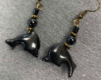 Dolphin Hematite Earrings