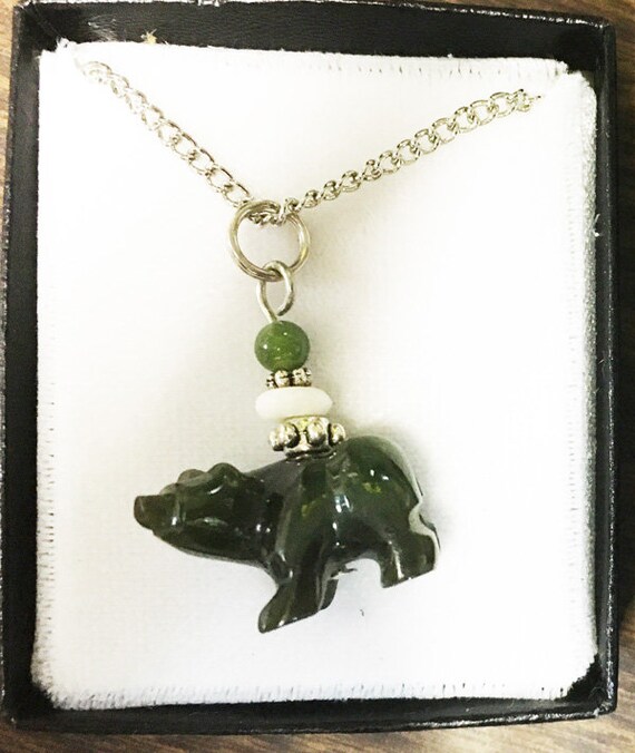 Jade Bear Necklace Etsy Canada
