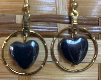 Hematite Heart Earrings