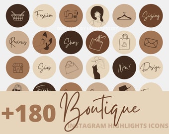 180+ Fashion Boutique Instagram Story Highlight Cover Icons, Hand-drawn and calligraphy covers, Choclate Beige icon for Instagram Highlights