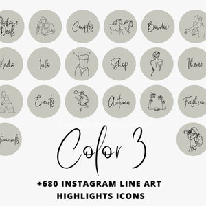 K&ouml;nnte beinhalten: Satz von 16 grauen Kreis-Instagram-Highlight-Icons mit schwarzen Linienzeichnungen und Text. Die Icons beinhalten: Paketangebote, Paare, Boudoir, Medien, Info, Shop, Thema, Events, Herbst, Mode, Testimonials und mehr.