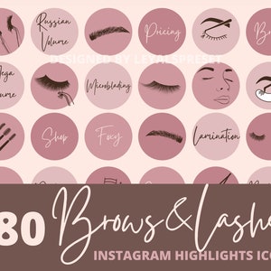 80+ Beauty Salon Instagram Story Highlight Icons, Neutral IG stories covers, Lashes and Brows IG highlights, Lash Brow microblading icon