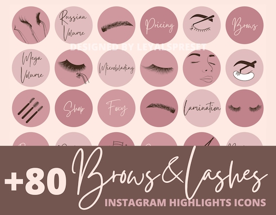 80+ Beauty Salon Instagram Story Highlight Icons, Neutral IG stories covers, Lashes and Brows IG highlights, Lash Brow microblading icon
