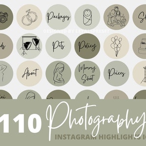 Plus de 110 icônes de couverture pour photos Instagram Story, couvertures dessinées à la main et calligraphies, icône vert sauge minimale pour les faits saillants Instagram