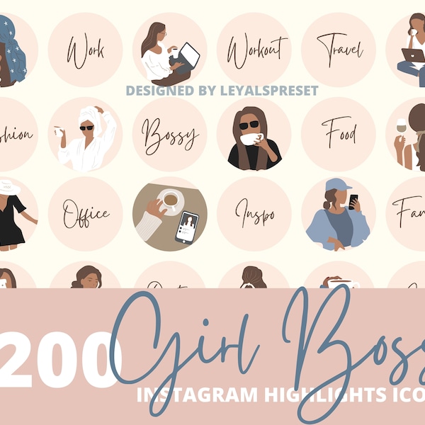 200+ Girl Boss Instagram Story Highlights Trendy Fashion Illustration IG Icons Story Highlight Stories Cover Social Media Icon For Instagram