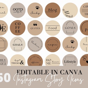 Oltre 50 punti salienti di Instagram modificabili, icona minimalista di evidenziazione di Canva Instagram, semplice copertina di evidenziazione di Instagram, storia IG estetica