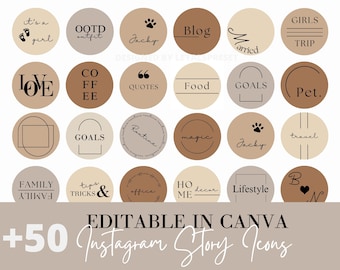 Más de 50 aspectos destacados de Instagram editables, icono minimalista de resaltado de Instagram de Canva, portada simple de resaltado de Instagram, historia estética de IG