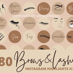 80+ Beauty Salon Instagram Story Highlight Icons, Neutral IG stories covers, Lashes and Brows IG highlights, Lash Brow microblading icon