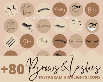 80+ Beauty Salon Instagram Story Highlight Icons, Neutral IG Stories Cover, Lashes und Brows IG Highlights, Lash Brow Microblading Icon