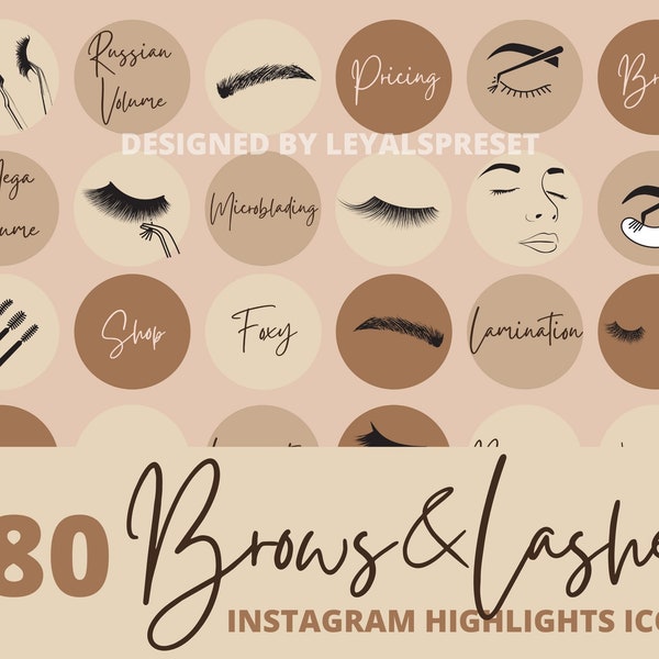 80+ Beauty Salon Instagram Story Highlight Icons, Neutral IG stories covers, Lashes and Brows IG highlights, Lash Brow microblading icon