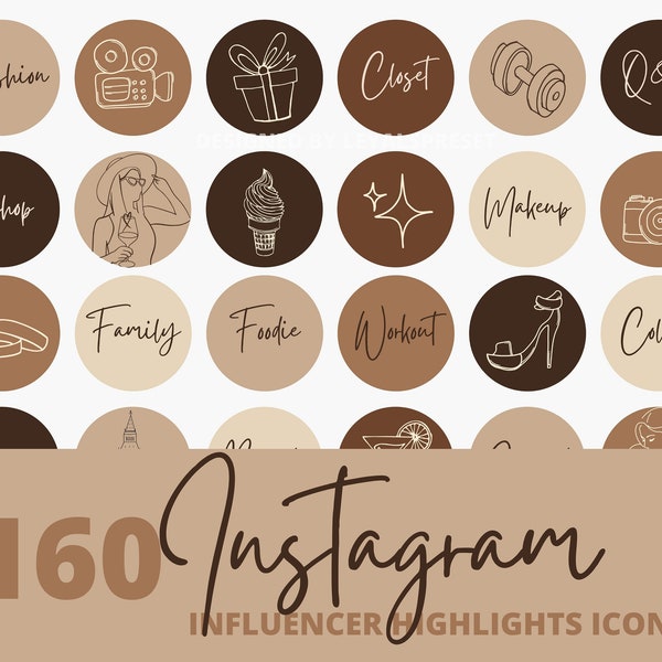 160+ influencer Instagram Story Highlight Cover-pictogrammen, handgetekende en kalligrafie-covers, Choclate Beige-pictogram voor Instagram-hoogtepunten