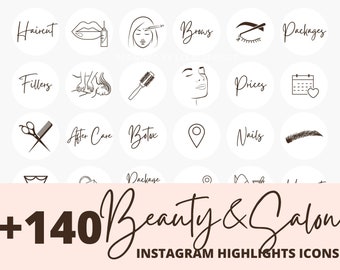 140+ Beauty Salon und Spa Instagram Story Highlight Icons, Neutral White IG Stories Cover, IG Highlights umrissenes Hair Stylist Icon