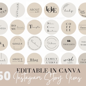 50+ Editable Instagram Highlights, Minimalist Canva Instagram Highlight Icon, Simple Instagram Highlight Cover, Aesthetic IG Story