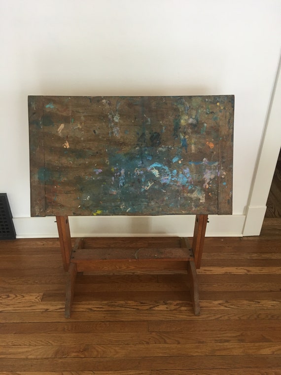 Antique Oak Drafting Paint Table Desk