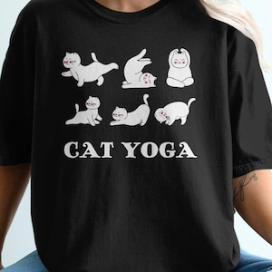 Funny Cat Yoga T-Shirt, Cute Cat Lover Shirt, Cat Humor, Yoga Pose Cat Tee, Relaxed Fit Graphic Tee, Casual Pet Lover Gift