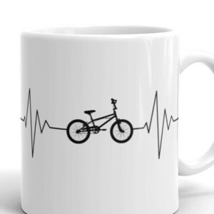BMX Heartbeat Mug | Coffee Mugs | Bicycle on Mug | Gifts for BMX Fans