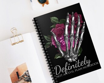 Floral Skeleton Hand Notizbuch: Gothic Lined Journal
