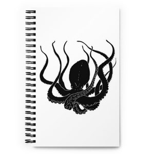 Black Octopus Notebook | Journal Gifts | Gifts for Octopi Lovers | Spiral Notebooks