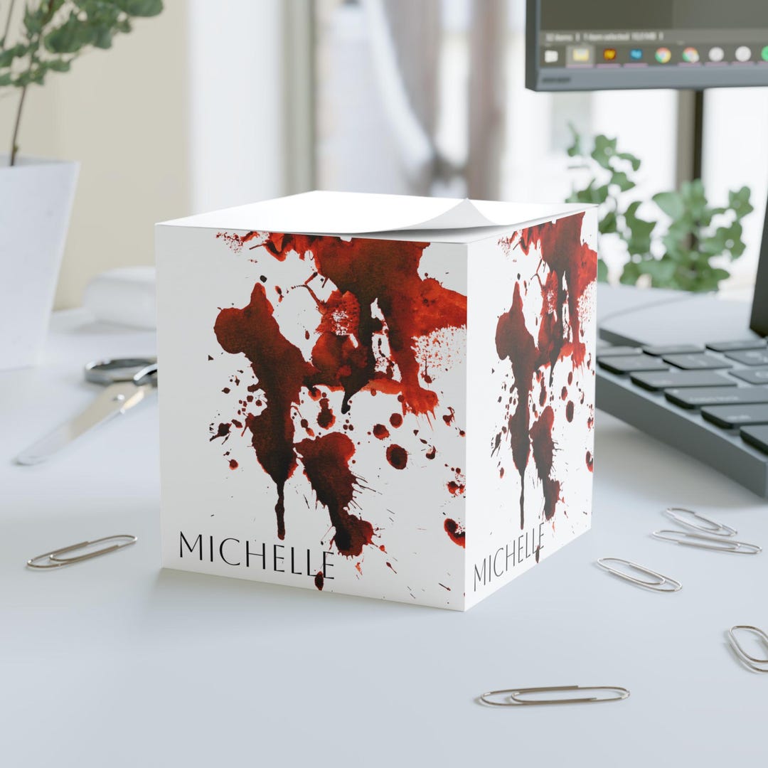Blood Splatter Note Cube | Creative Desk Decor, Office Supplies, Gift ...