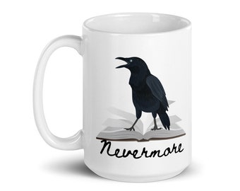 Edgar Allan Poe Raven Mug: Nevermore Gift for Book Lover