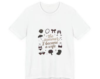 the summer I became a wife Tee | beachy typography, seashells, pastel bow