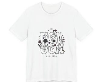 Vintage USA Floral Graphic Tee | 4th of July Americana