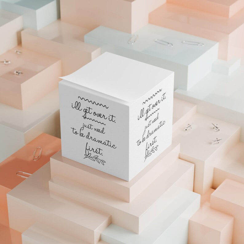 Dramatic Note Cube, Fun Desk Accessory, Motivational Office Decor, Gift for Writers, Quirky Stationery image 4
