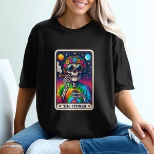 Psychedelic Stoner Skeleton T-Shirt: Colorful Skull Graphic Tee
