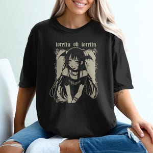 Gothic Anime Girl Graphic Tee, Cute Aesthetic Shirt, Japanese Anime Art Top, Urban Streetwear, Casual Oversized T-shirt, Unique Gift Tee